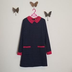 Mod 1960s style long sleeve mini shift dress